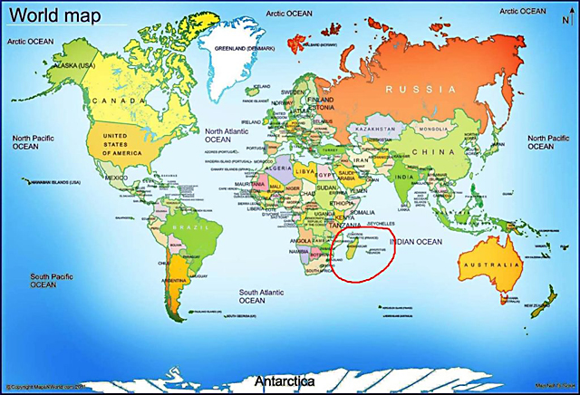 マダガスカルの世界地図